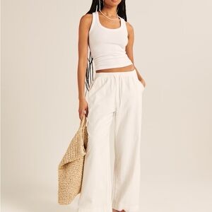 Abercrombie & Fitch White Linen Pants